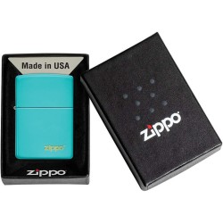 Briquet ZIPPO 49454ZL Flat Turquoise with logo